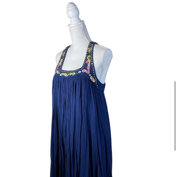 Lilly Pulitzer Lorna navy beaded trapeze dress, size S swing crinkle event boho - Picture 3 of 8